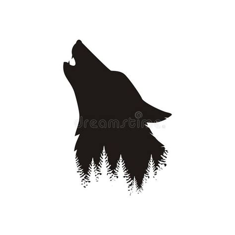 the silhouette of a howling wolf with trees in the background royalty ...