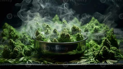 dry green cannabis buds in smoke generative ai 27716496 Stock Photo at ...