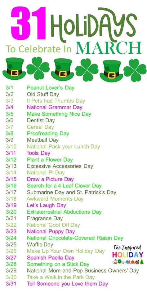 Wacky March Holidays | March holidays, National holiday calendar ...