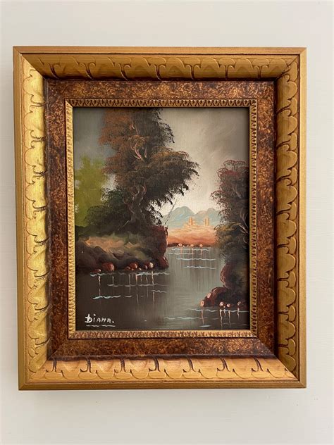 Landscape Painting of River Scene With Water and Trees Original ...