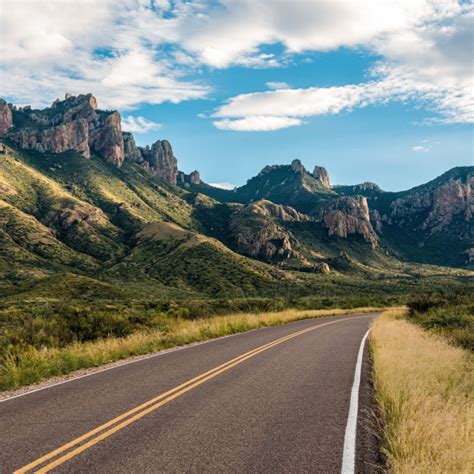 Famous panoramic view of the Chisos mountains in Big Bend NP, USA ...