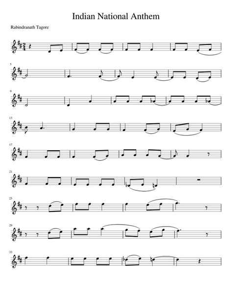 Print and download in PDF or MIDI Indian National Anthem. Free sheet ...