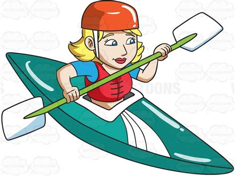 A Woman In Competitive Kayak Race | Kayaking, Cartoon, Stock art