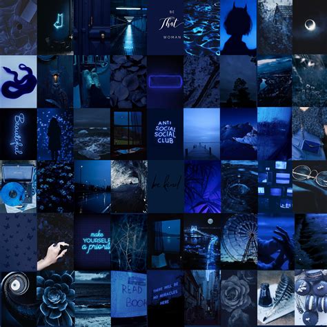 Marine blau Foto Wand Collage Kit, blaue Ästhetik, dunkelblau ...