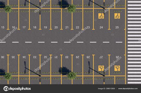 Car Parking Lot Road Markings Numbering Parking Spaces Empty Parking ...