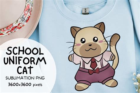 School Uniform Cat, Cat PNG, Cute Cat Clipart, (2757072)