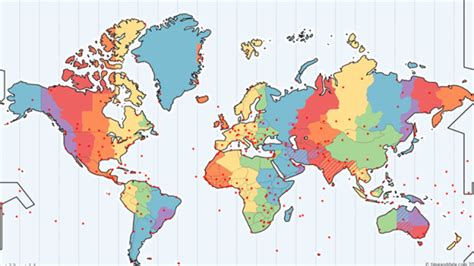 countries by time zone map