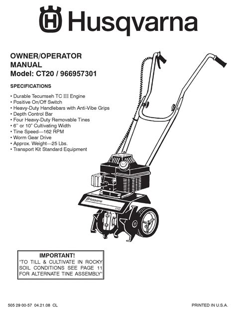 HUSQVARNA 966957301 OWNER'S/OPERATOR'S MANUAL Pdf Download | ManualsLib