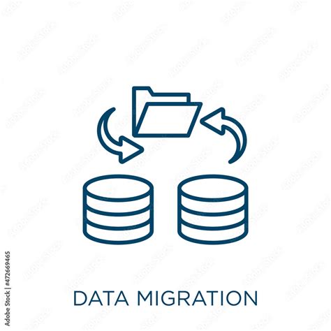 data migration icon. Thin linear data migration outline icon isolated ...