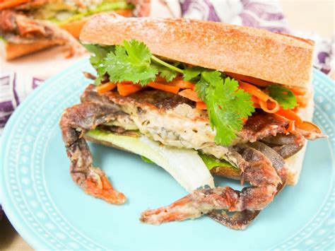 Banh mi-style soft shell crab sandwich - Caroline's Cooking