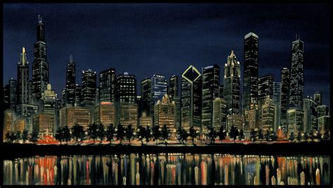 Chicago Skyline At Night