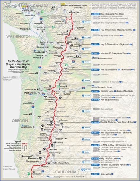 Washington Hiking Trails Map - ToursMaps.com