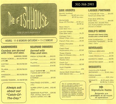 The Fish House menu in Germantown. Everyday seafood. | Cafe house, Fish ...