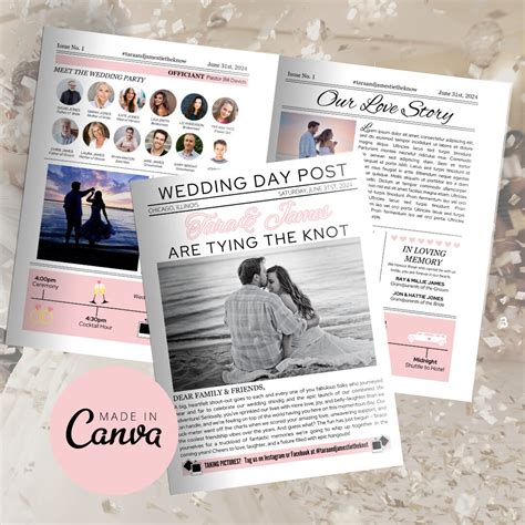 Newspaper Wedding Program Template Wedding Games Printable - Etsy