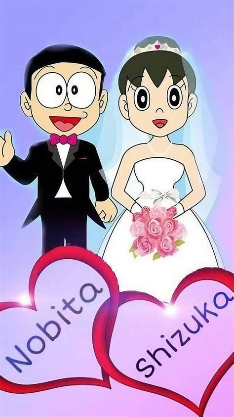 720P free download | Nobita Shizuka Wedding, Two Red Hearts, cartoon ...