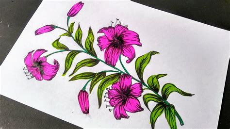 Colour flower drawing - YouTube