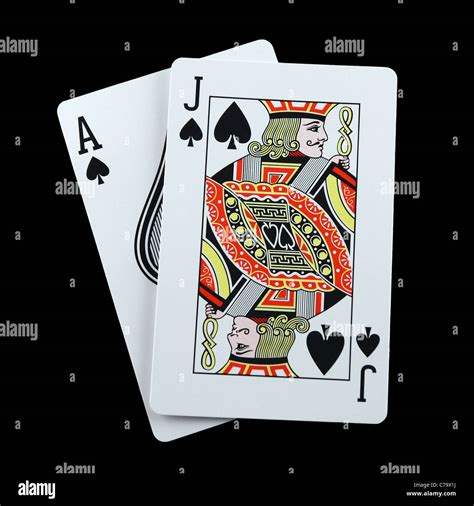 Blackjack hand isolated on black showing a winning combination Stock ...