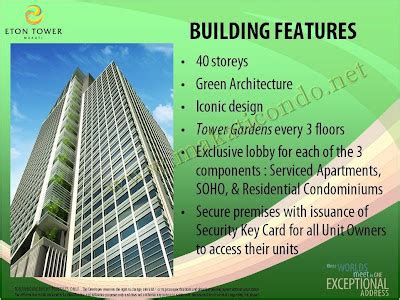 Eton Tower Makati: Amenities and Features