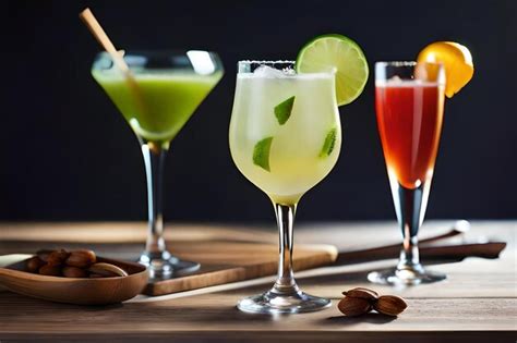 Premium AI Image | A selection of cocktails including lime lime and ...