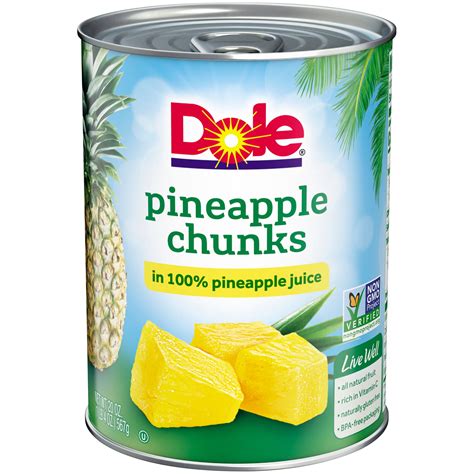 Dole Pineapple Chunks in 100% Pineapple Juice, Canned Pineapple, 20oz ...