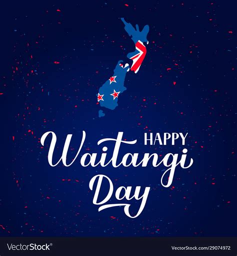 Happy waitangi day banner with modern calligraphy Vector Image