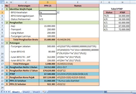 Menghitung PPH 21, Cara Menghitung PPH 21 Dalam Microsoft Excel - Adhe ...