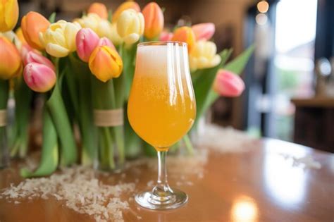 Premium Photo | Saison farmhouse ale in a tulip glass with microbubbles ...