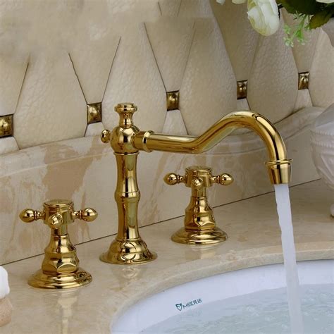 Gold Faucets For Bathroom Sinks - Free shipping PVD GOLD WIDESPREAD ...