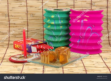 Midautumn Festival Mooncake Chinese Lanterns Candles Stock Photo ...