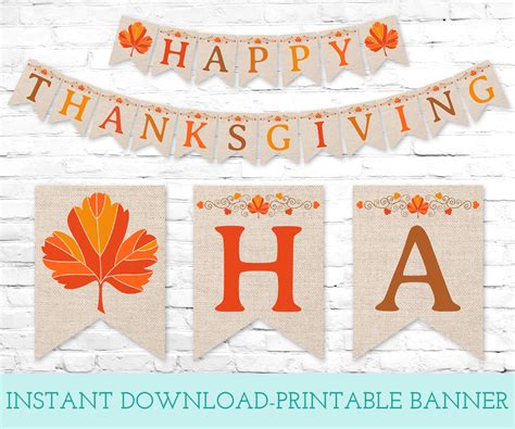 Happy Thanksgiving Printable Banner, Instant Download Digital Banner ...