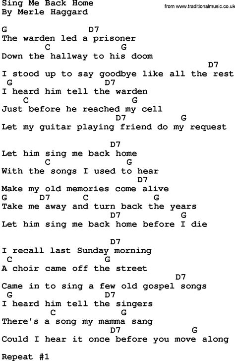 Country Music:Sing Me Back Home Lyrics and Chords