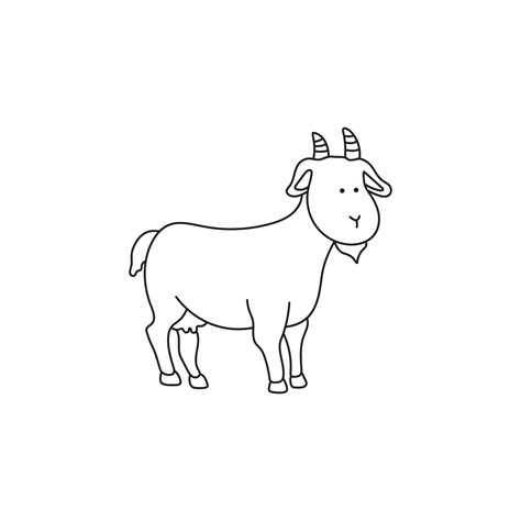 Kids drawing Cartoon Vector illustration cute goat male icon Isolated ...