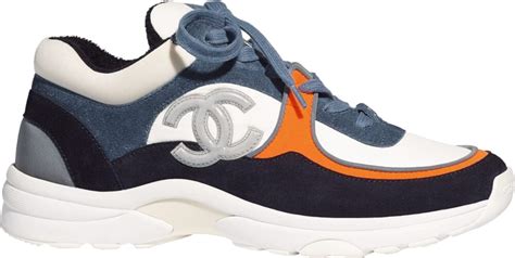 Chanel White, Blue, & Orange Suede 'CC' Sneakers | INC STYLE