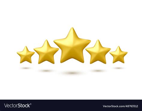 Gold stars 3d icon render five yellow Royalty Free Vector