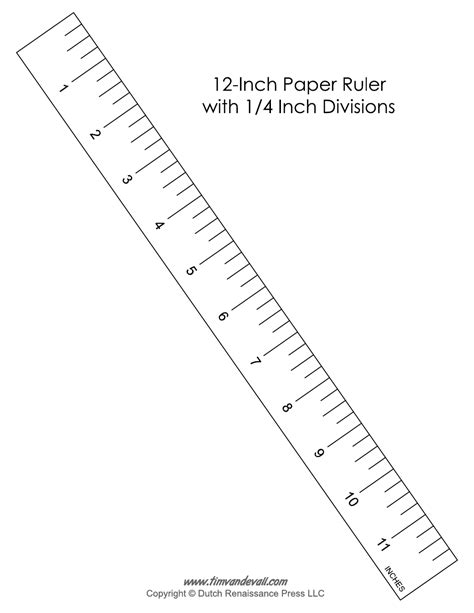 12-inch Paper Ruler Template With 1/4 Inch Divisions Download Printable ...