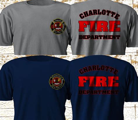 Charlotte Nort Carolina Fire Department Firefighter Navy Gray T-Shirt S ...