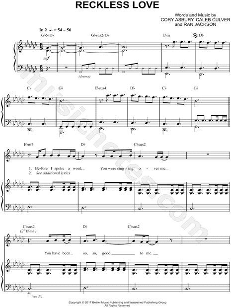 Print and download Reckless Love sheet music by Cory Asbury. Sheet ...