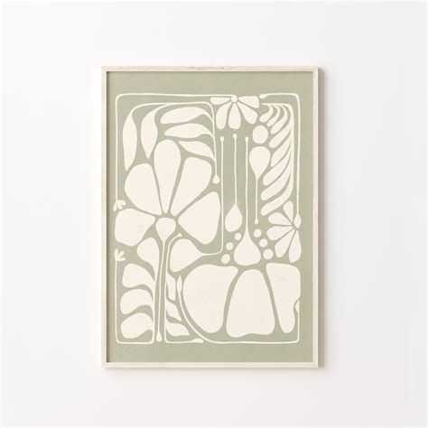 Abstract Botanical, Sage Green Print, Downloadable Print, Organic ...