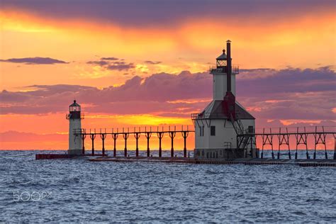 St. Joseph Sunset - The St. Joseph, Michigan North Pier Inner and Outer ...