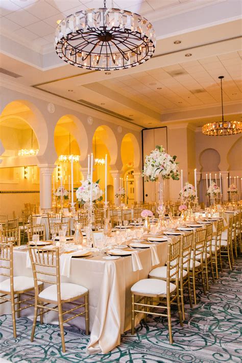 Gold and Ivory with Black and Blush Accent Hotel Ballroom Wedding ...