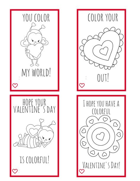 Foldable Free Printable Printable Valentines Day Cards To Color