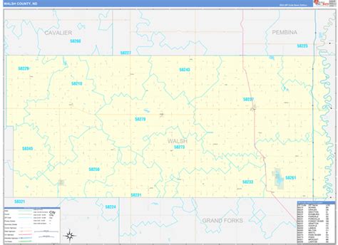 Walsh County Wall Map Premium Style - marketmaps.com