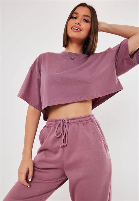 Purple Drop Shoulder Oversized Crop Top #Sponsored #Shoulder, #Ad, # ...