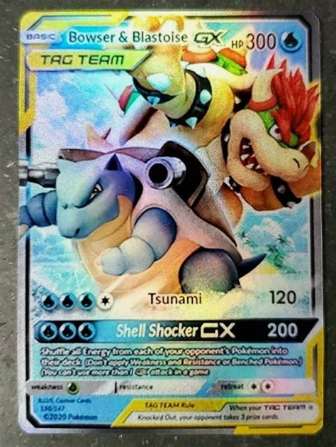 Legendary Rare Shiny Pokemon Orica Card BLASTOISE & BOWSER - Etsy