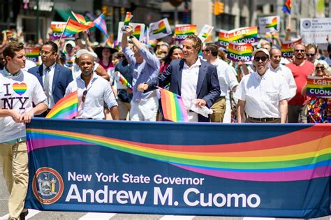 New York Governor Andrew Cuomo joined the crowds in Manhattan (Image ...