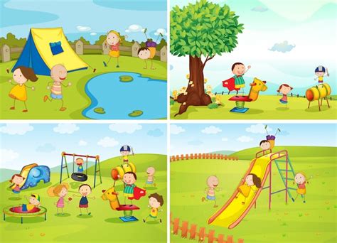 Free Vector | Children playing in the park