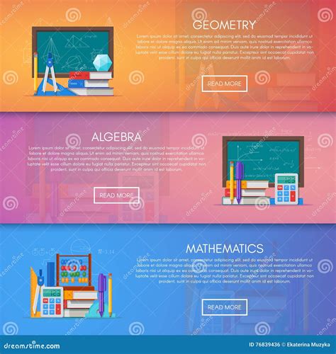 Geometry, Algebra and Math Vector Banners. Science Education Concept ...