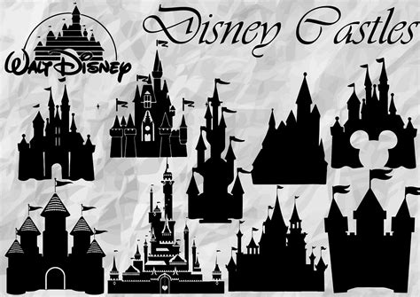 10 Disney Castle Silhouettes Disney Castle Svg Cartoon SVG | Disney ...