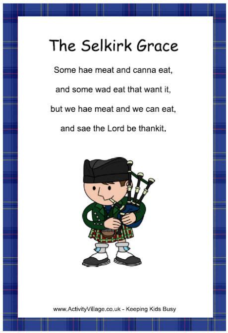 Selkirk Grace Printable | Burns night activities, Robbie burns night ...