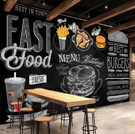 Fast Food Restaurant Wallpaper Restaurant Wallpaper Cafe - Etsy | Small ...